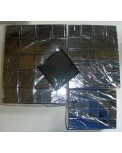 Gemstone Box with glass lid; black, 3 1/2 x 3 1/2 x 1 1/5 inch (90 x 90 x 30 mm); 6 pcs