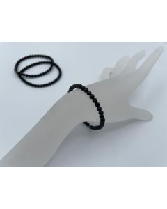 Bracelet,, tourmaline (schorl) and a real silver sphere, 4 mm spheres, 1 piece