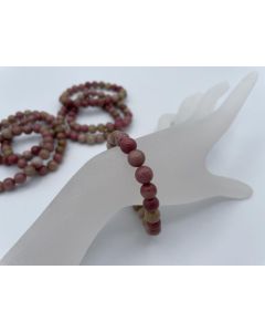 Bracelet, thulite, 8 mm spheres, 1 piece