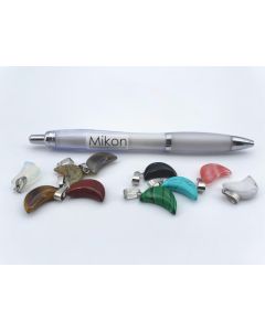 Gemstone pendant; moon, half moon, multicolored, approx. 1.8 cm; 10 pieces