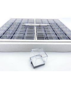 Perky Boxes; 1 1/4 inch (32 x 32 x 35 mm), with styrofoam inserts;1 flat of 56 pieces