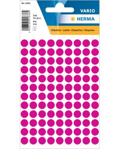 Adhesive lables (dots) pink, 8 mm diameter, 1 small package, Made in Germany (!)