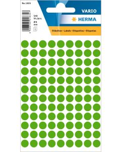 Adhesive lables (dots) dark-green, 8 mm diameter, 1 small package, Made in Germany (!)