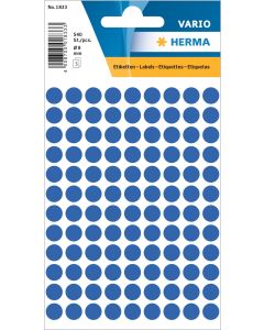 Adhesive lables (dots) medium-blue, 8 mm diameter, 1 small package, Made in Germany (!)