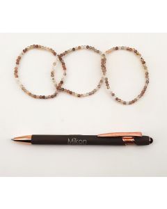 Bracelet, Botswana agate (faceted) and real silver sphere, 2-3 mm spheres, 1 piece