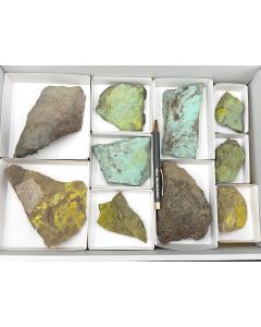 Phurcalite, Metahewettite xls (UV!); Utah, USA; 1 unique flat
