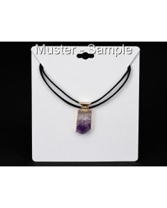 Necklace with Amethyst Slice in Gold-Coloured Metal Setting; 1 Piece