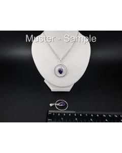 Amethyst with Ring; Pendant in Silver-Coloured Setting; 1 Piece