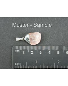 Rose Quartz Tumbled Stone Pendant; Sterling Silver Setting; 1 Piece