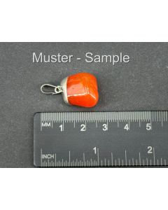 Carnelian Tumbled Stone Pendant; Sterling Silver Setting; 1 Piece