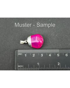 Agate Tumbled Stone Pendant; Dyed Pink; Sterling Silver Setting; 1 Piece