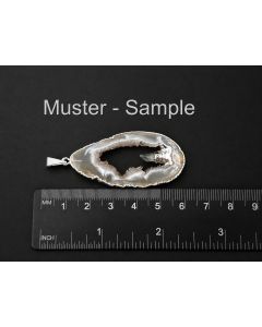 Agate Druzy Slice Pendant with Quartz Crystal; Sterling Silver Setting; 1 Piece