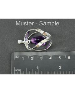 Amethyst Tumbled Stone Pendant with Spiral; Silver-Coloured; 1 Piece