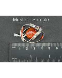 Carnelian Tumbled Stone Pendant with Spiral; Silver-Coloured; 1 Piece