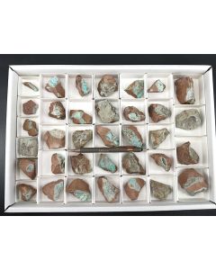 Chrysocolla, Baryte and Calcite xls from Roter Felsen, Helgoland, Germany – 1 unique flat