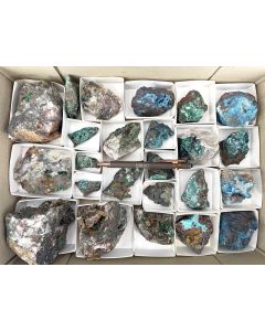 Shattuckite, Malachite, Brochantite xls; Mesopotamia Mine, Khorixas, Namibia; 1 flat; unique