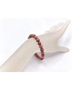 Bracelet, thulite, 6 mm spheres; 1 piece