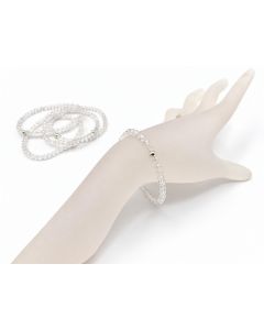 Bracelet, mountain quartz (faceted) and real silver sphere, 4 mm spheres; 1 piece