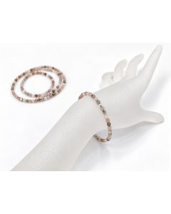 Bracelet, Botswana agate (faceted) and real silver sphere, 2-3 mm spheres; 1 piece