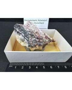 Guérinite crystals; Wechselschacht, Richelsdorf, Hesse, Germany; small cabinet specimen; unique piece