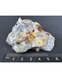 Ferrimolybdite crystals; Rustler Mine, Utah, USA; small cabinet specimen; unique piece