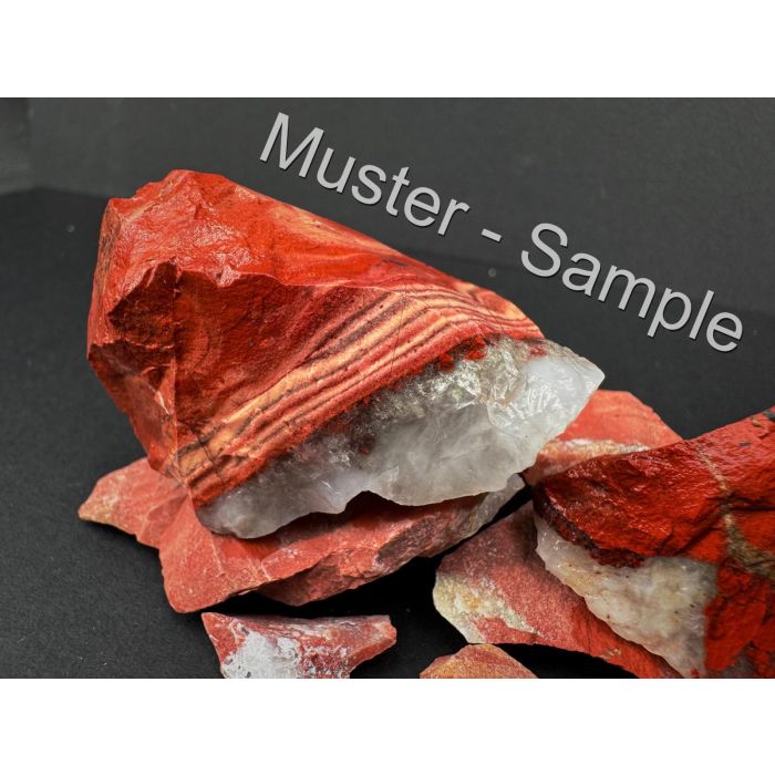 Jasper; with quartz veins, red, South Africa; 100 g