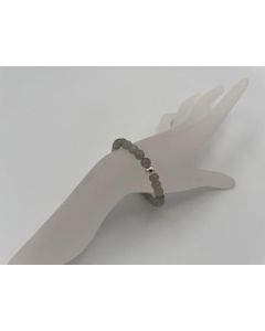 Bracelet, labradorite, 6 mm spheres, with real silver sphere, 1 piece