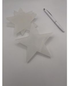 Selenite disc, star, white, polished, approx. 10 cm, 1 piece