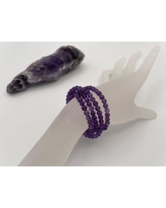Bracelet, amethyst, 6 mm spheres, 1 piece