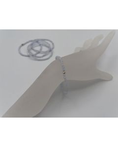 Bracelet, chromium diopside (faceted) and real silver sphere, 4 mm spheres, 1 piece