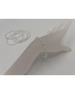 Bracelet, mountain quartz (faceted) and real silver sphere, 4 mm spheres, 1 piece