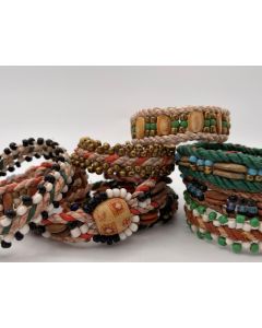 Leather bracelet with beads, 10 pieces