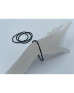 Bracelet, hematite (faceted) and real silver sphere, 3 mm spheres, 1 piece