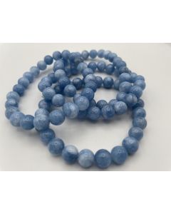 Bracelet, calcite, blue, 8 mm spheres, 10 piece