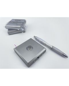LED Base; angular, silver, with 3 LED's; 10 pieces