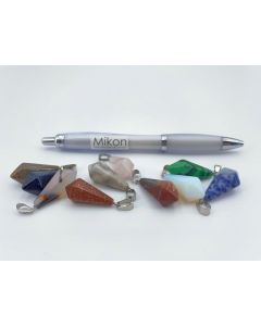 Gemstone pendant; elongated pendulum, mixed colors, approx. 3 cm; 10 pieces