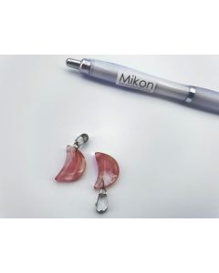 Gemstone pendant; moon, half moon, Hematite quartz, approx. 1.8 cm; 1 piece