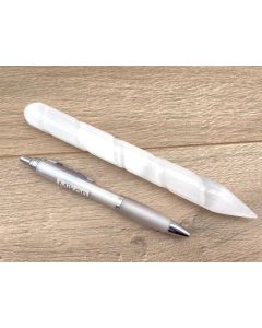 Selenite spiral rod, white, round, pointed, 20 cm, 1 piece