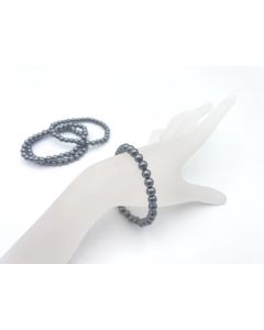 Bracelet, hematite, 6mm spheres, 1 piece