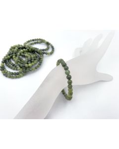 Bracelet, jade, dark green, 6 mm spheres, 1 piece