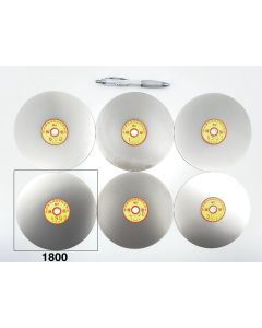 Diamond lap; 15 cm (6") diameter, 1800 grit , approx. 1.2 mm (1/20”) thickness, 12.7 mm (1/2”) arbor size; 1 piece