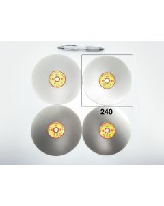 Diamond lap; 6" (15 cm), grain 240, approx. 1/20" (1.2 mm) thickness, 1/2" (12.7 mm) mount; 1 piece