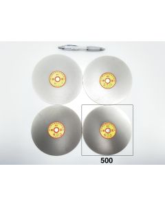Diamond lap; 20 cm (8") diameter, 500 grit , approx. 1.2 mm (1/20”) thickness, 12.7 mm (1/2”) arbor size; 1 piece
