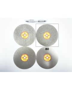 Diamond lap; 20 cm (8") diameter, 80 grit , approx. 1.2 mm (1/20”) thickness, 12.7 mm (1/2”) arbor size; 1 piece
