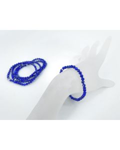 Bracelet, lapis-lazuli + silver, 3 mm spheres, faceted, 1 piece