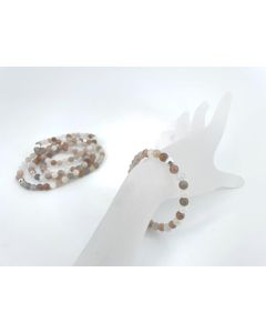 Bracelet, moonstone + silver, 6 mm spheres, 1 piece
