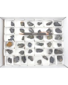 Silver minerals, pyrargyrite xx, dyscrasite, argyrodite xx, canfieldite xx; Colquechaca, Bolivia; 1 half size flat, Unique