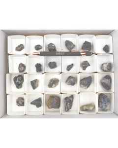 Silver minerals, pyrargyrite xx, dyscrasite, argyrodite xx, canfieldite xx; Colquechaca, Bolivia; 1 half size flat, Unique