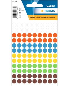 Adhesive lables (dots) multicolour, 8 mm diameter, 1 small package, Made in Germany (!)
