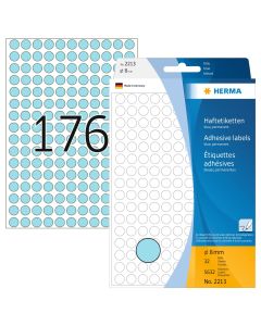 Adhesive lables (dots) blue, 8 mm diameter, 1 package, Made in Germany (!)